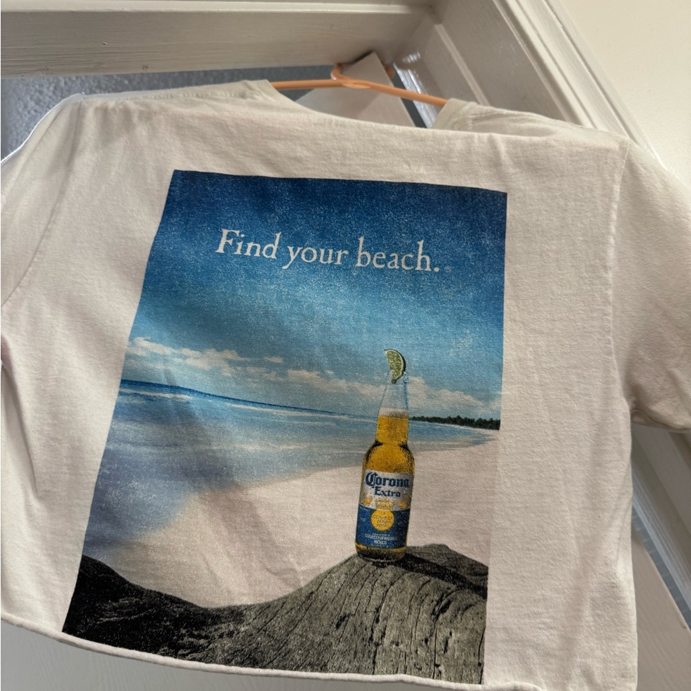 Corona Graphic Tee with Beach Print